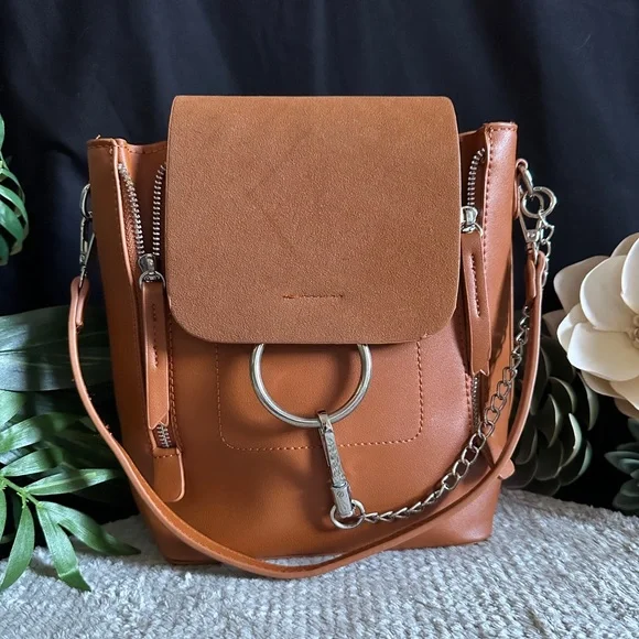 LULUs Sidewalk Stunner Brown Vegan Leather Backpack Shoulder Bag – Boho backpack - Picture 1 of 7